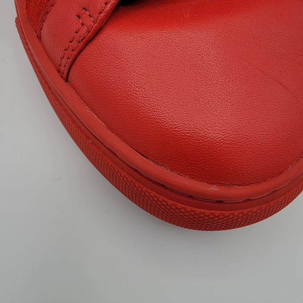 Tory Burch Red Leather Ruffle-Trim Sneakers